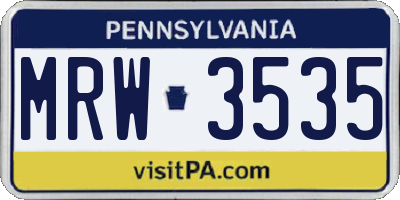 PA license plate MRW3535