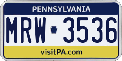 PA license plate MRW3536