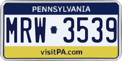 PA license plate MRW3539