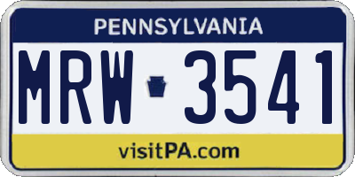 PA license plate MRW3541