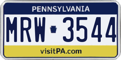 PA license plate MRW3544