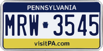 PA license plate MRW3545