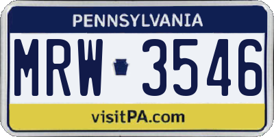 PA license plate MRW3546
