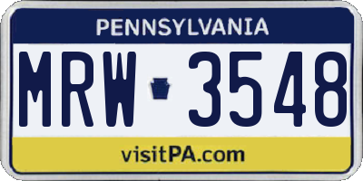 PA license plate MRW3548