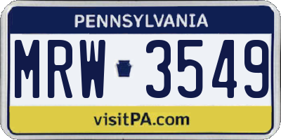 PA license plate MRW3549