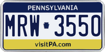 PA license plate MRW3550