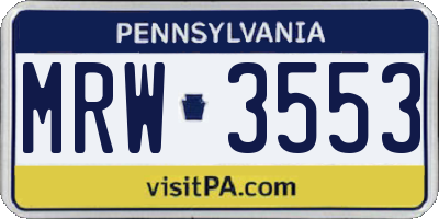 PA license plate MRW3553