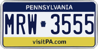 PA license plate MRW3555