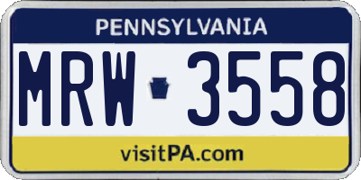 PA license plate MRW3558