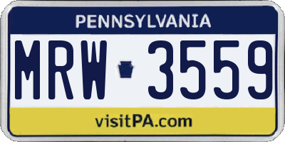PA license plate MRW3559