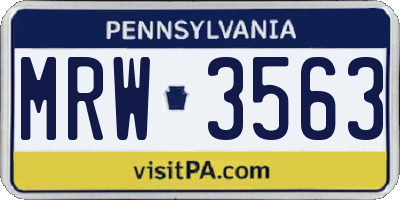 PA license plate MRW3563