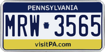 PA license plate MRW3565