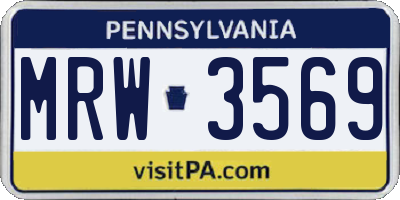PA license plate MRW3569