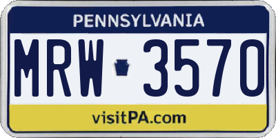 PA license plate MRW3570