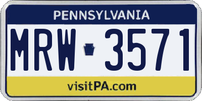 PA license plate MRW3571