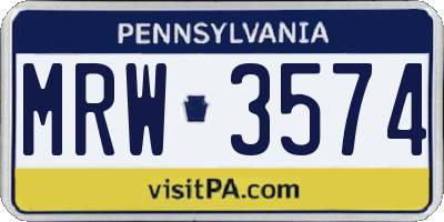 PA license plate MRW3574
