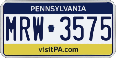 PA license plate MRW3575