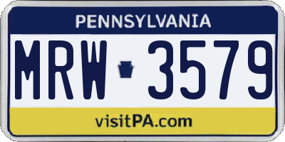 PA license plate MRW3579