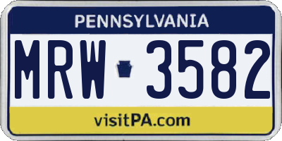 PA license plate MRW3582