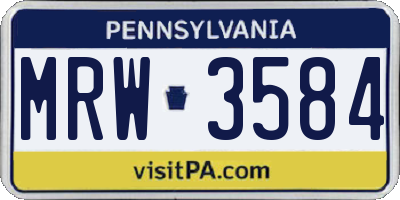 PA license plate MRW3584