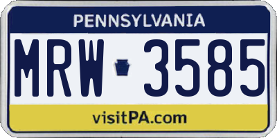 PA license plate MRW3585