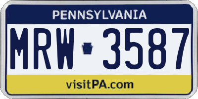 PA license plate MRW3587