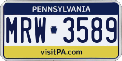 PA license plate MRW3589