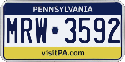 PA license plate MRW3592
