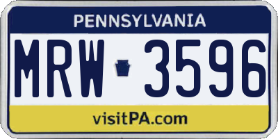 PA license plate MRW3596