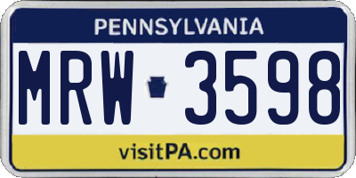 PA license plate MRW3598