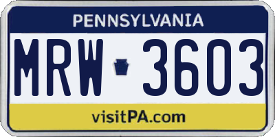 PA license plate MRW3603
