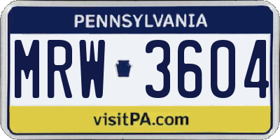 PA license plate MRW3604