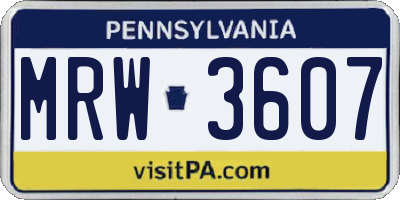 PA license plate MRW3607