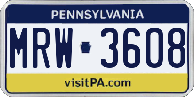PA license plate MRW3608