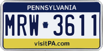 PA license plate MRW3611