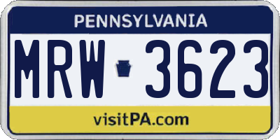 PA license plate MRW3623