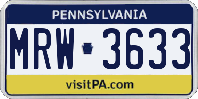 PA license plate MRW3633