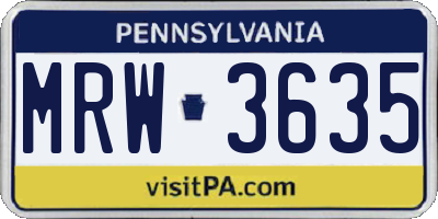 PA license plate MRW3635