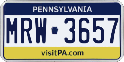 PA license plate MRW3657