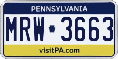 PA license plate MRW3663