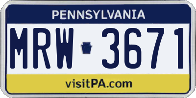 PA license plate MRW3671