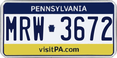 PA license plate MRW3672