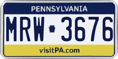 PA license plate MRW3676