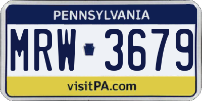 PA license plate MRW3679