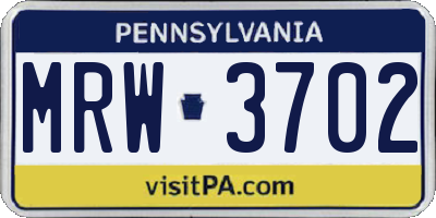 PA license plate MRW3702