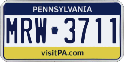 PA license plate MRW3711