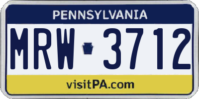 PA license plate MRW3712
