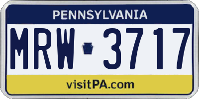 PA license plate MRW3717