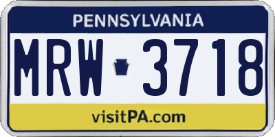 PA license plate MRW3718