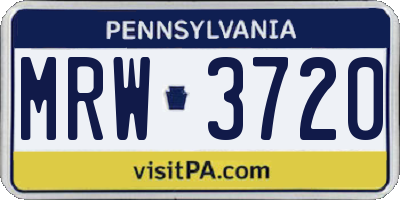 PA license plate MRW3720